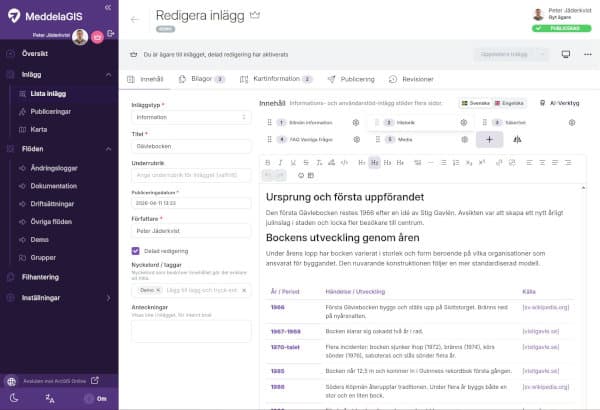 MeddelaGIS skärmbild